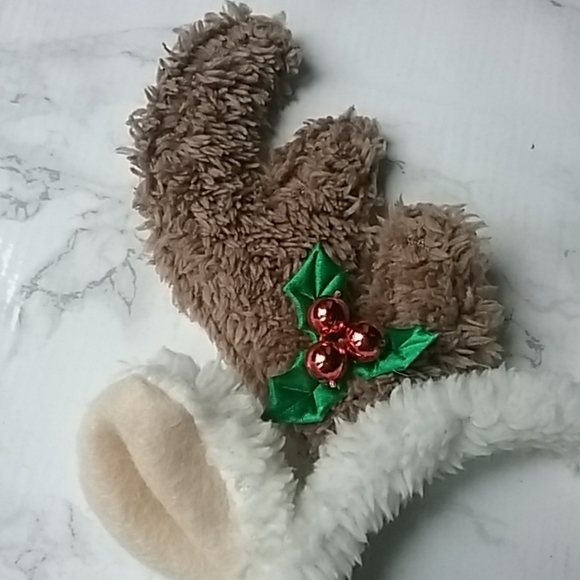 Reindeer antler soft plush fuzzy brown head band - Picture 4 of 8